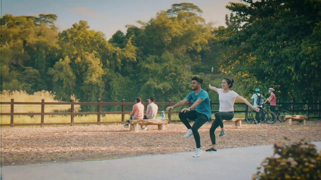Video Reference: Footwear, Plant, Sky, People in nature, Leaf, Wheel, Shorts, Happy, Sunlight, Tree