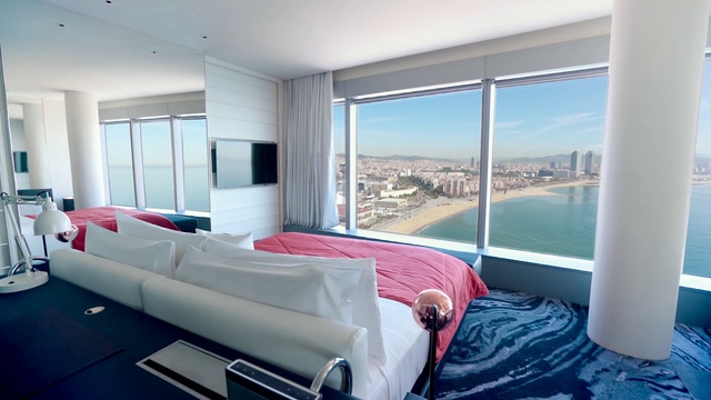 Video Reference: Property, Furniture, Building, Comfort, Azure, Water, Interior design, Architecture, Bed frame, Window