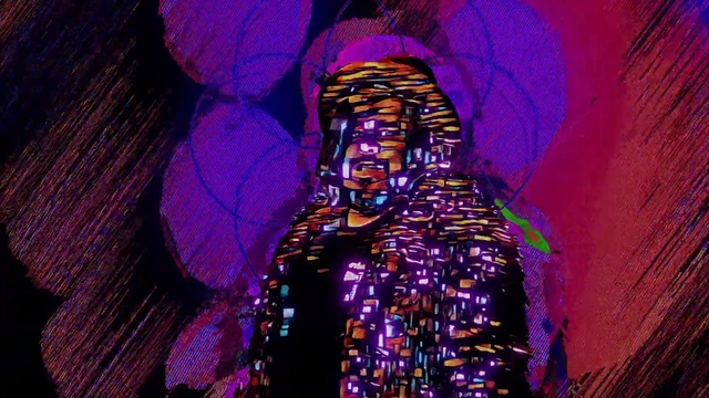 Video Reference: Purple, Fixture, Violet, Magenta, Tints and shades, Glass, Art, Electric blue, Pattern, Symmetry