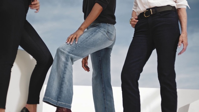 Video Reference: Jeans, Joint, Trousers, Hand, Outerwear, Arm, Shoulder, Leg, White, Street fashion