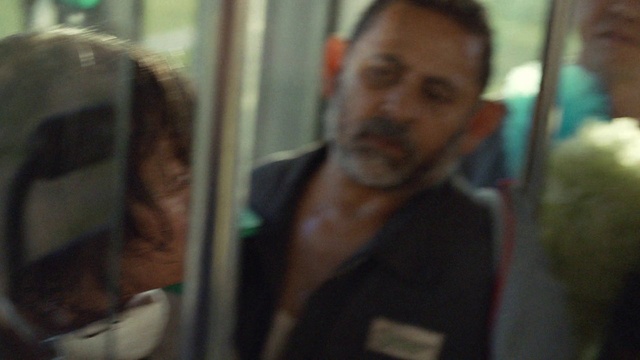 Video Reference: Forehead, Nose, Eyebrow, Jaw, Fun, Facial hair, Passenger, Vehicle door, Event, Public transport