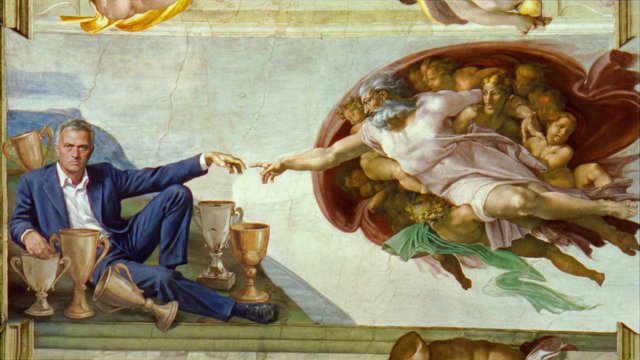 Video Reference: man, suit, trophy, cups, mural, fresco, classical art, painting, surreal, artwork, indoor, hand gesture, portrait, award, decorative
