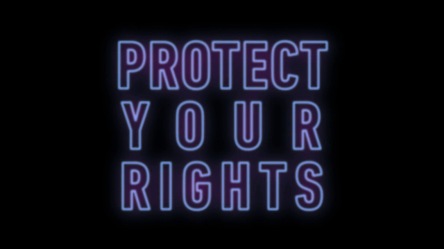 Video Reference: Purple, Violet, Font, Magenta, Electric blue, Signage, Display device, Darkness, Circle, Rectangle