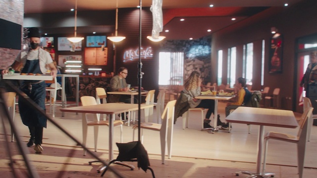 Video Reference: Table, Furniture, Lighting, Interior design, Chair, Flooring, Leisure, Building, Event, Customer