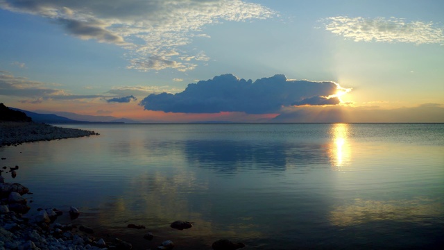 Video Reference: Cloud, Water, Sky, Atmosphere, Water resources, Azure, Afterglow, Natural landscape, Sunlight, Dusk