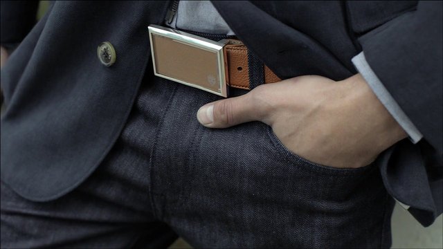 Video Reference: suit, belt, buckle, hand, pocket, formalwear, closeup, clothing, business, fashion, accessory, texture