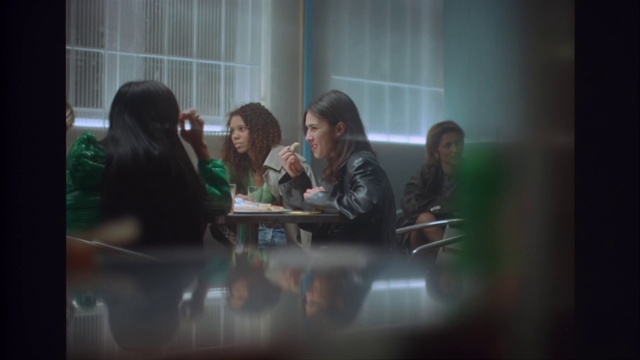 Video Reference: Jacket, Event, Fun, Glass, Conversation, Room, Darkness, Sitting, Transparent material, Job