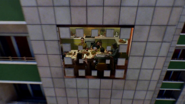 Video Reference: Rectangle, Flooring, Floor, Font, Pattern, Symmetry, Glass, Shelving, Urban design, Wood