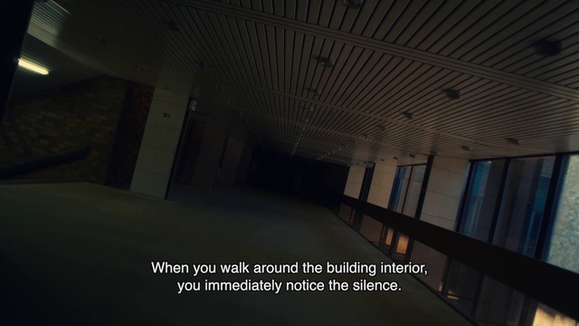 Video Reference: Tints and shades, Space, Urban design, Ceiling, Shade, Darkness, Symmetry, Font, Composite material, Glass