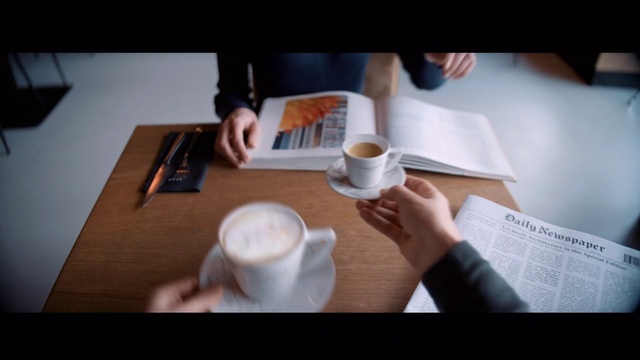 Video Reference: Hand, Table, Drinkware, Tableware, Cup, Dishware, Coffee cup, Gesture, Wood, Serveware