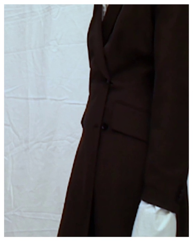 Video Reference: Outerwear, Sleeve, Waist, Collar, Blazer, Formal wear, Overcoat, Street fashion, Electric blue, Magenta