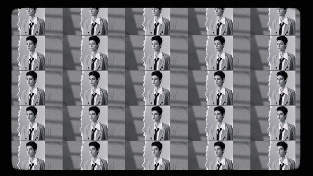 Video Reference: Photograph, Facial expression, White, Black, Standing, Black-and-white, Style, Line, Font, Symmetry