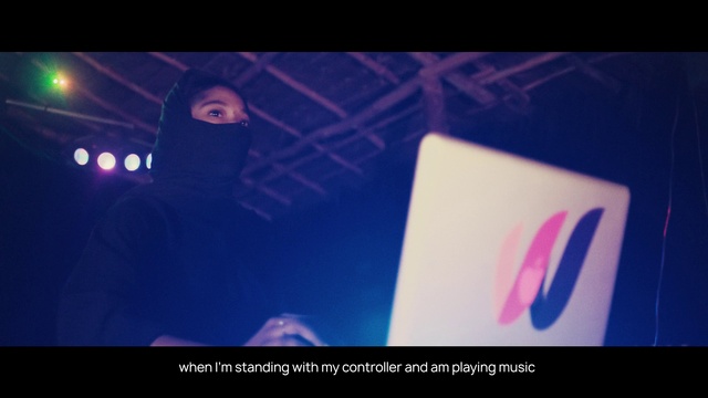 Video Reference: Purple, Violet, Font, Entertainment, Rectangle, Finger, Magenta, Visual effect lighting, Display device, Electric blue