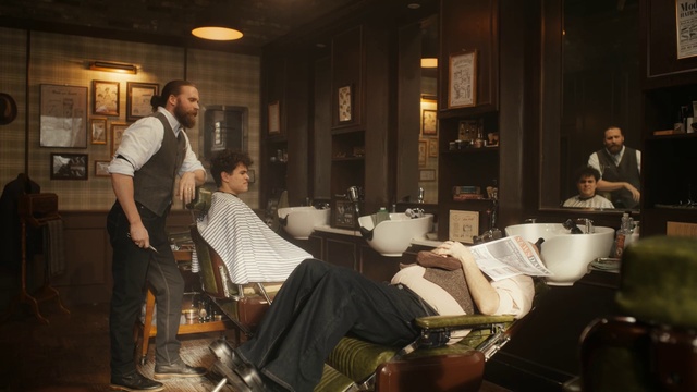 Video Reference: Tableware, Chair, Picture frame, Comfort, Beauty salon, Barber, Event, Conversation, Building, Barber chair