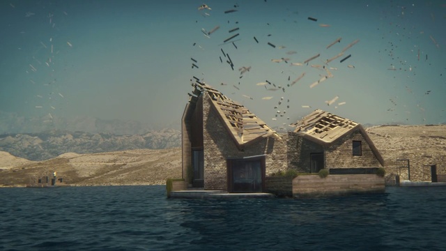 Video Reference: Water, Sky, Building, Cloud, Azure, House, Lake, Bird, Morning, Horizon