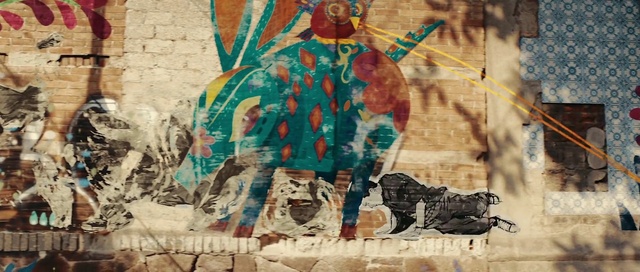 Video Reference: Art, Paint, Facade, Tints and shades, Painting, Mural, Graffiti, Tree, Human settlement, Font