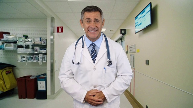 Video Reference: Smile, White coat, Workwear, Health care, Dress shirt, Scientist, Medical, Health care provider, Tie, Science