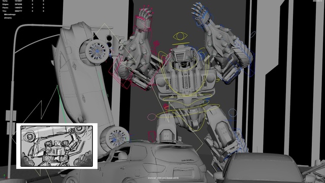 Video Reference: Mecha, Machine, Space, Engineering, Fictional character, Art, Font, Carmine, Animation, Composite material
