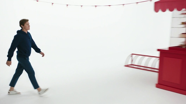 Video Reference: Sleeve, Gesture, Red, Blazer, Event, Flooring, Balance, Fashion design, Formal wear, Visual arts