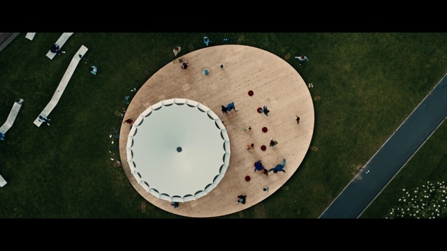 Video Reference: Plant, Asphalt, Art, Circle, Tree, Recreation, Landscape, Sport venue, Urban design, Grass