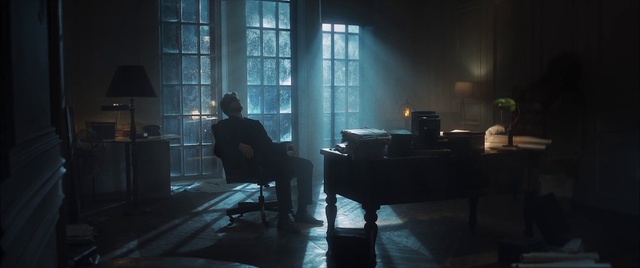 Video Reference: Window, Table, Tints and shades, Living room, Building, Flooring, Space, Darkness, Event, Pianist