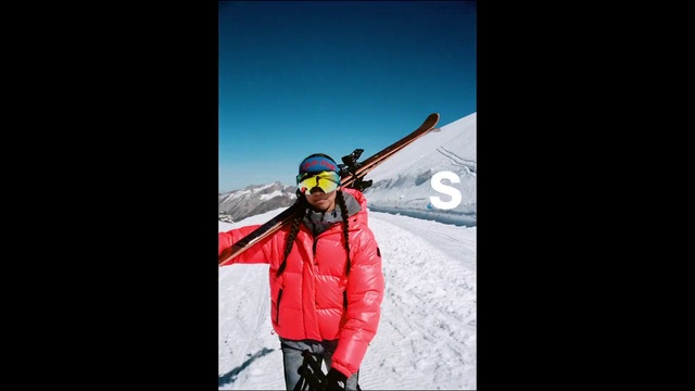 Video Reference: Outerwear, Sports equipment, Goggles, Glove, Helmet, Sports uniform, Sky, Slope, Ski Equipment, Hiking equipment