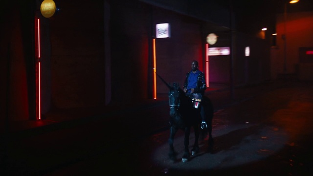 Video Reference: Horse, Entertainment, Automotive lighting, Magenta, Midnight, Door, Darkness, Working animal, Electricity, Event