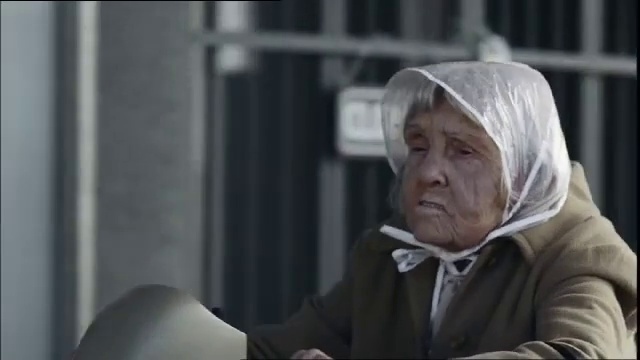 Video Reference: Clothing, Outerwear, Wrinkle, Worried, Comfort, Road, Landscape, Sitting, Street, Scarf