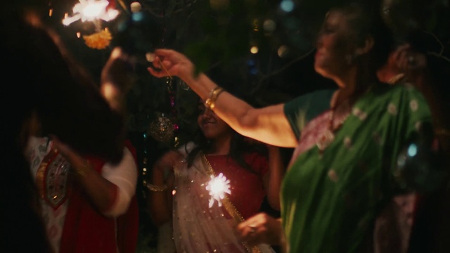 Video Reference: Photograph, Lighting, Fireworks, Gesture, Happy, Fun, Party supply, Holiday, Christmas ornament, Event