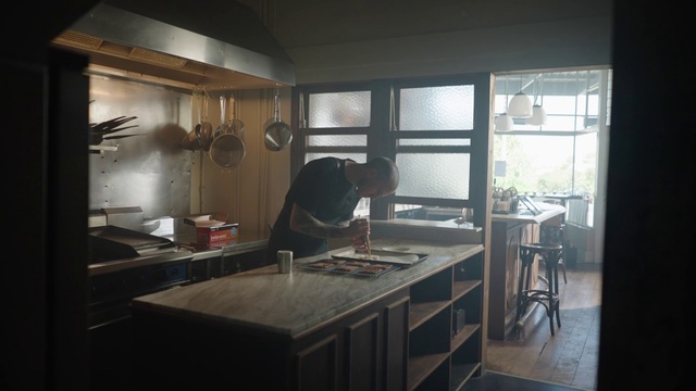 Video Reference: Cabinetry, Countertop, Kitchen, Window, Kitchen appliance, Sink, Kitchen stove, Interior design, Wood, Home appliance