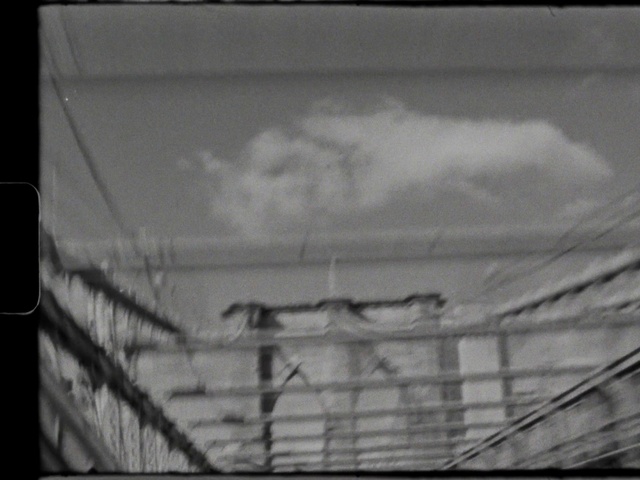 Video Reference: Cloud, Sky, Rectangle, Electricity, Style, Black-and-white, Fence, Wire fencing, Font, Parallel