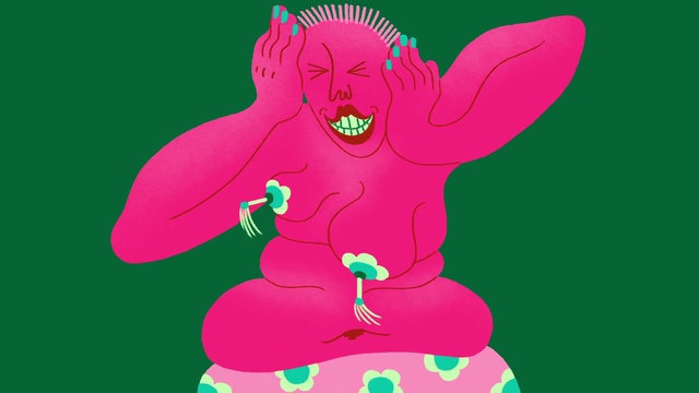 Video Reference: Cartoon, Organism, Gesture, Pink, Happy, Magenta, Red, Art, Fictional character, Font