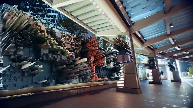 Video Reference: Architecture, Wood, Retail, Flooring, Ceiling, City, Building, Beam, Metal, Urban design