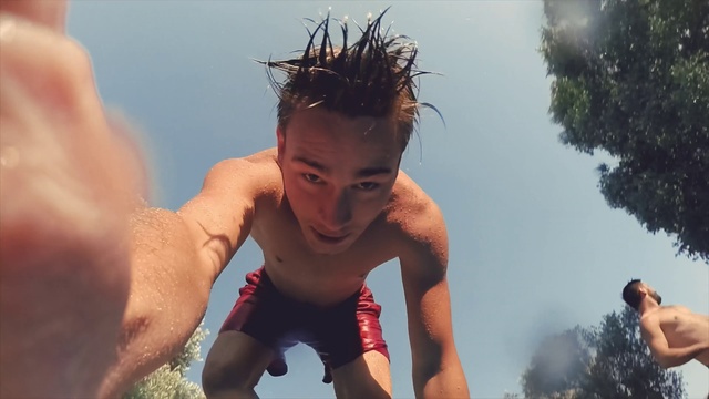 Video Reference: Sky, People in nature, People on beach, Flash photography, Happy, Gesture, Swimwear, Chest, Leisure, Barechested