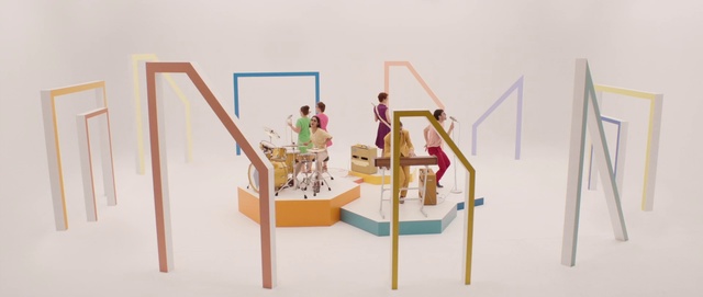 Video Reference: Art, Font, Visual arts, Ladder, Event, Shelving, Rectangle, Room, Magenta, Illustration