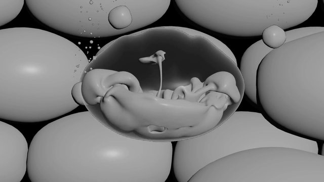 Video Reference: abstract, 3d render, grayscale, sphere, organic shape, blob, fluid, droplets, macro, surreal, geometry, translucent, smooth surfaces, capsules, close-up