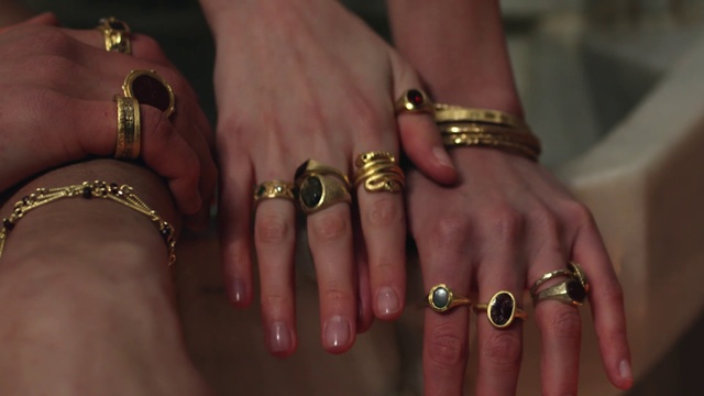 Video Reference: Joint, Hand, Body jewelry, Black, Human body, Dress, Fashion, Wedding ring, Gesture, Finger