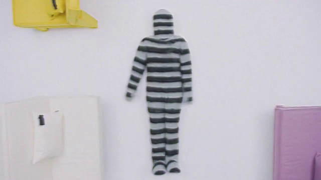 Video Reference: Product, Sleeve, Font, Wall, Material property, Art, Rectangle, Pattern, Fashion design, Knee