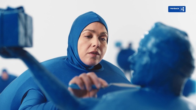 Video Reference: Blue, Azure, Gesture, Happy, Headgear, Sky, Electric blue, Landscape, Fun, Leisure