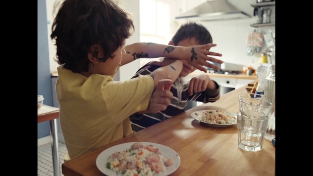 Video Reference: Food, Table, Tableware, Dishware, Chair, Plate, Cuisine, Food craving, Sharing, Dish