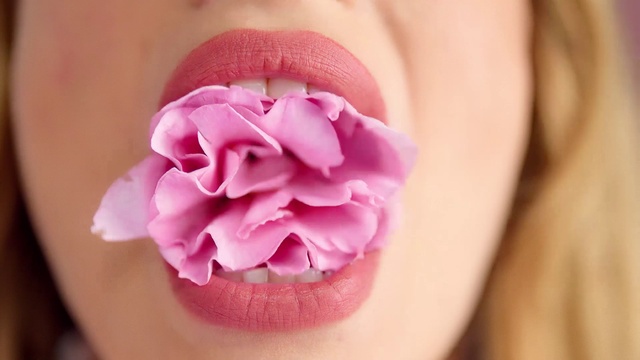 Video Reference: Flower, Lip, Hand, Plant, Petal, Jaw, Gesture, Pink, Happy, Artificial flower