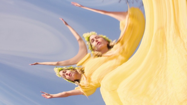 Video Reference: Sky, Dress, People in nature, Human body, Flash photography, Gesture, Performing arts, Entertainment, Happy, Choreography