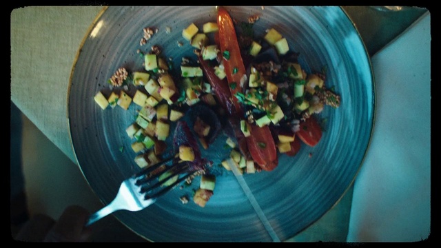 Video Reference: Recipe, Ingredient, Cuisine, Tints and shades, Dish, Plastic, Art, Mixture, Glass, Electric blue