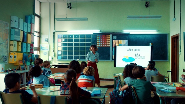 Video Reference: Table, Furniture, Chair, Building, Desk, Adaptation, Academic institution, Teacher, Event, Class