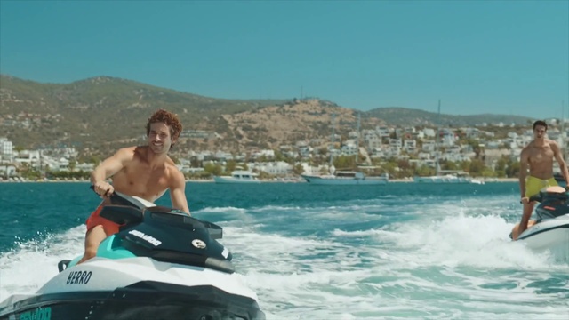 Video Reference: Water, Sky, Watercraft, Boat, Lake, Travel, Trunks, Leisure, Vehicle, Mountain