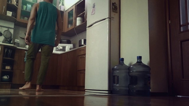 Video Reference: Leg, Cabinetry, Tableware, Drinkware, Lighting, Countertop, Wood, Plastic bottle, Floor, Waist