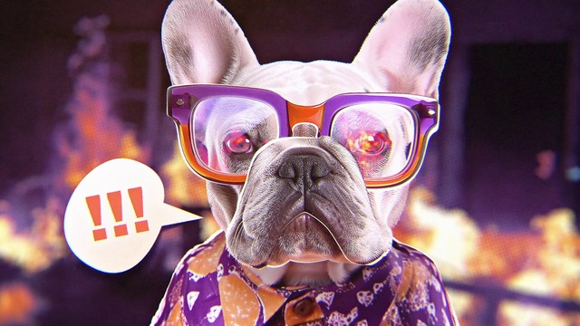 Video Reference: Dog, Purple, Dog breed, Carnivore, Ear, Eyewear, Dog supply, Pink, Whiskers, Companion dog