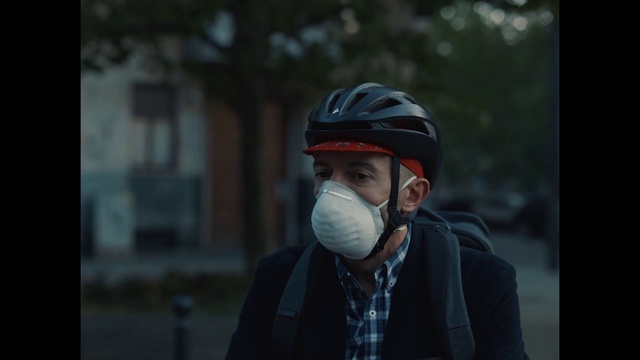 Video Reference: Outerwear, Helmet, Beard, Bicycle helmet, Bicycles--Equipment and supplies, Sports equipment, Headgear, Jacket, Glove, Tartan