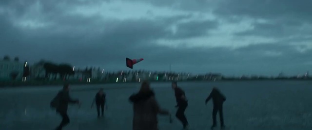 Video Reference: Cloud, Sky, Atmosphere, Flag, People on beach, Toy, Body of water, Dusk, Horizon, Travel