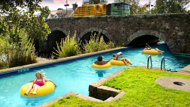 Video Reference: Water, Plant, Green, Nature, Swimming pool, Azure, Yellow, Building, Outdoor recreation, Tree